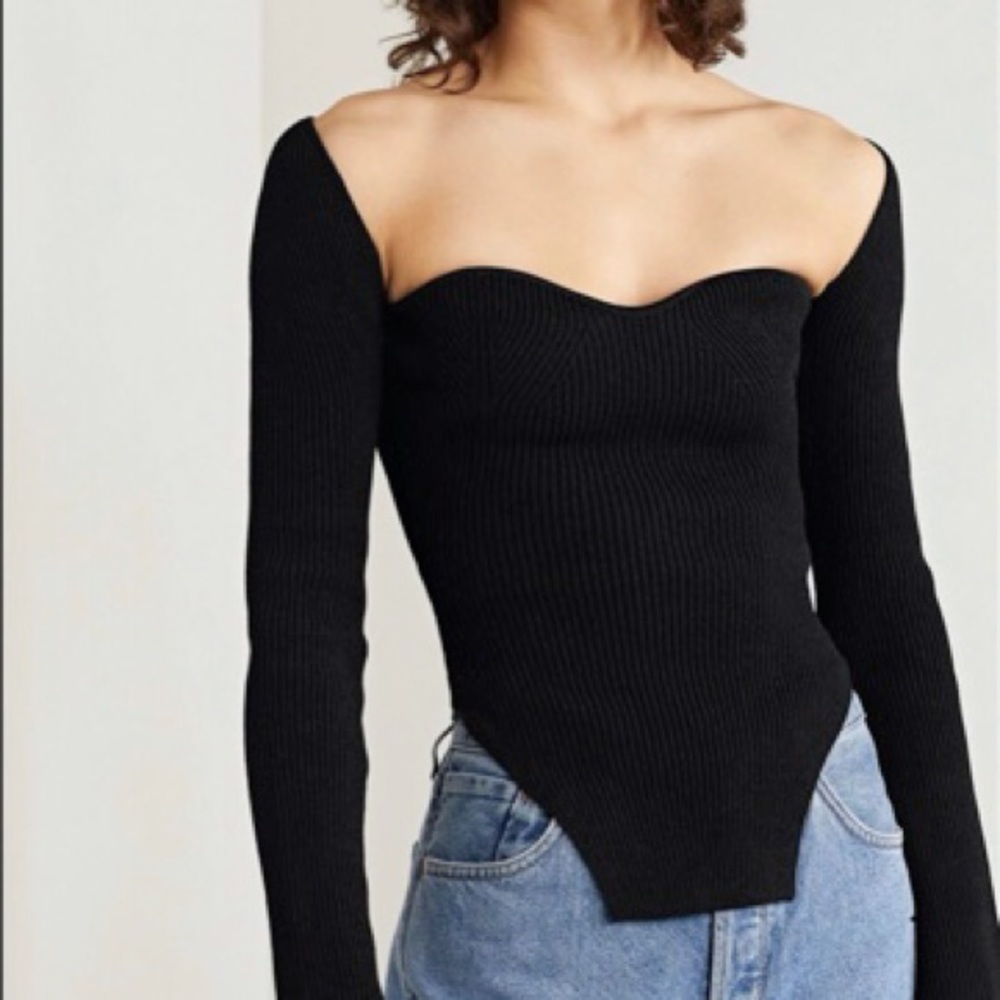 Khaite dupe | Ribbed-Knit Sweater - Black